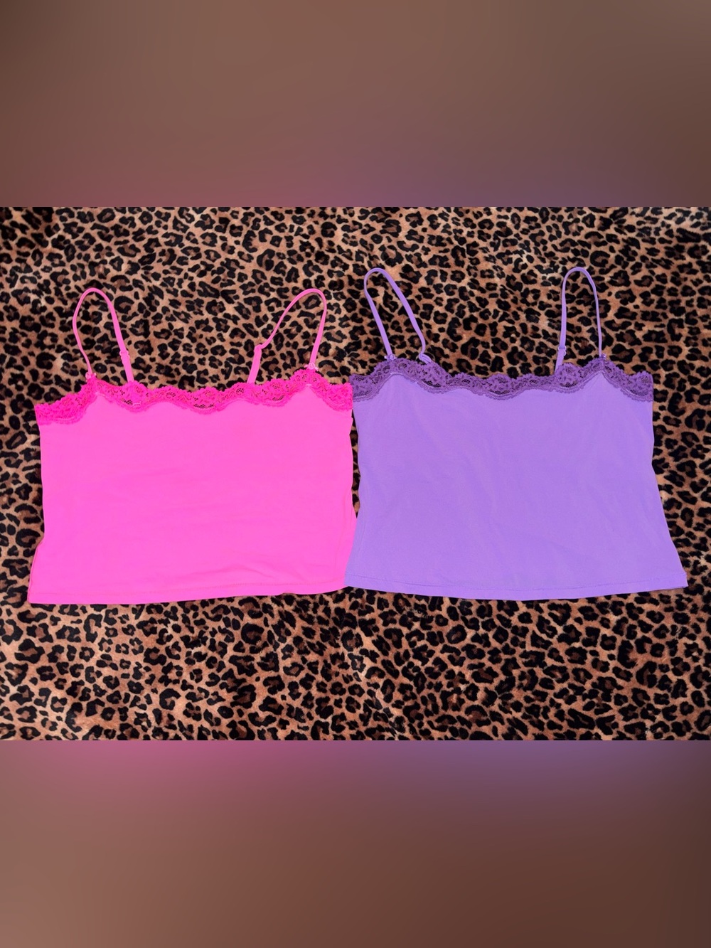 SKIMS Special Edition Lace-Trim Cami Tanks - Hot Pink & Lavender